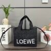 Small LOEWE Font tote in raffia