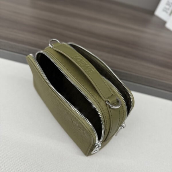 Mini crossbody camera bag in soft grained calfskin