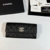 Caviar Quilted Crystal CC Large Gusset Flap Wallet