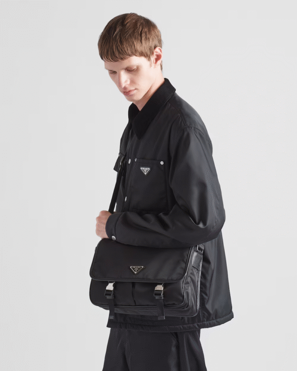 Re-Nylon and Saffiano leather shoulder bag