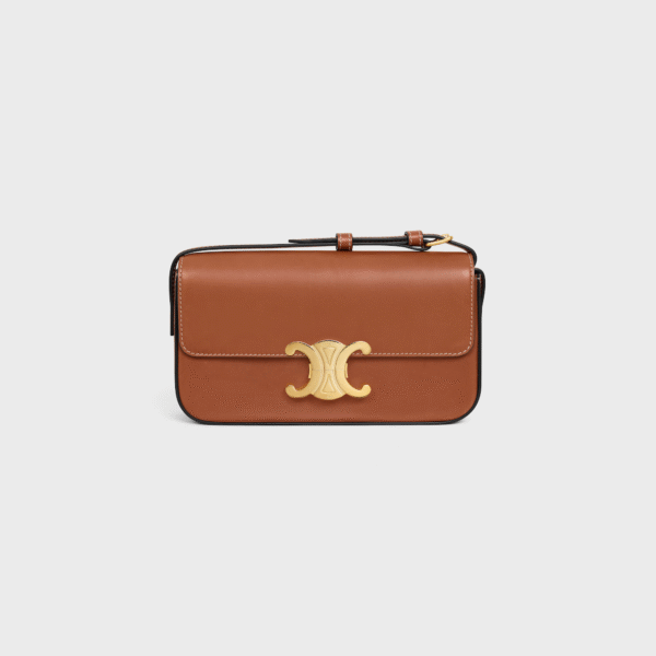 CELINE SHOULDER BAG CLAUDE IN SHINY CALFSKIN - BROWN