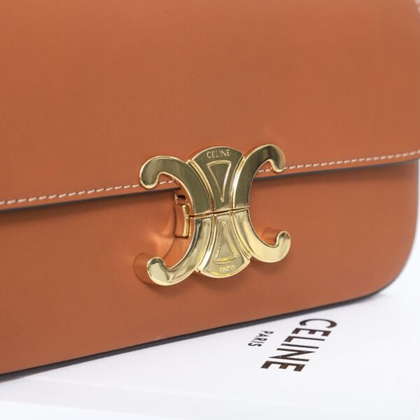 CELINE SHOULDER BAG CLAUDE IN SHINY CALFSKIN - BROWN