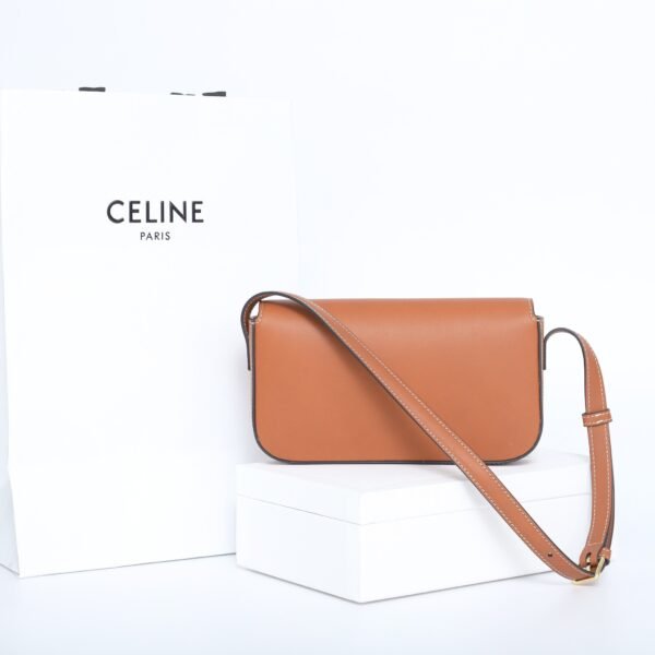 CELINE SHOULDER BAG CLAUDE IN SHINY CALFSKIN - BROWN
