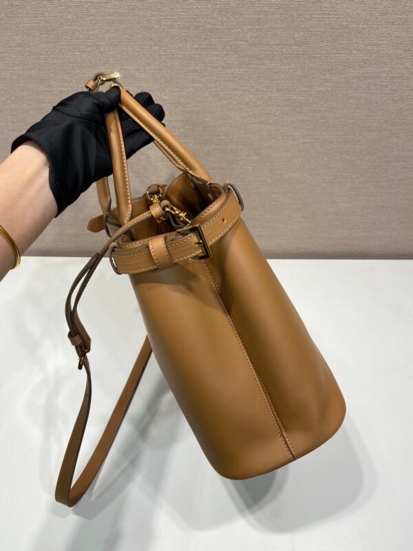 Prada Buckle medium leather handbag with double belt