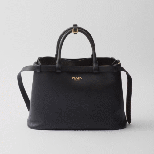 Prada Buckle medium leather handbag with double belt