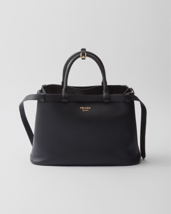 Prada Buckle medium leather handbag with double belt
