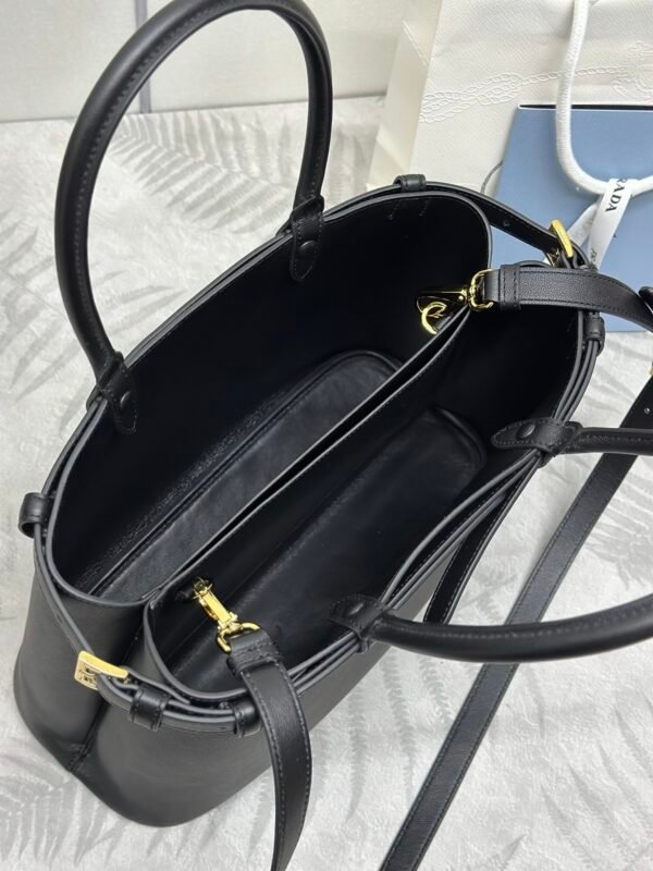 Prada Buckle medium leather handbag with double belt