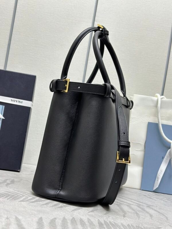 Prada Buckle medium leather handbag with double belt