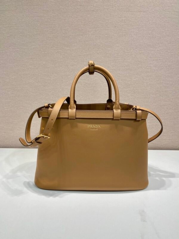 Prada Buckle medium leather handbag with double belt
