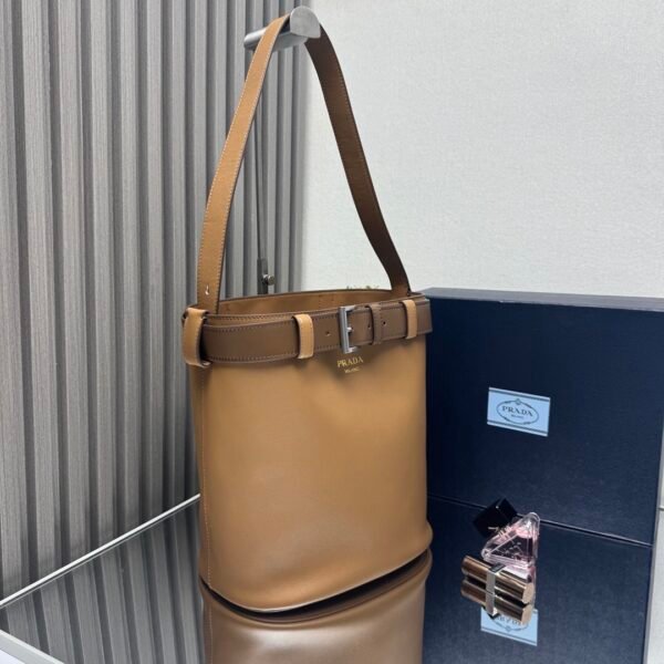 Prada Buckle leather bucket bag with belt