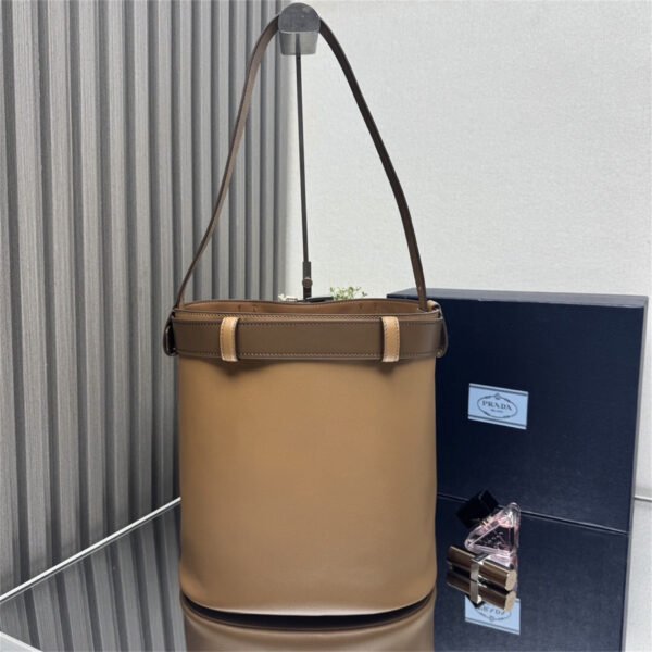 Prada Buckle leather bucket bag with belt