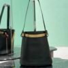 Prada Buckle leather bucket bag with jeweled belt