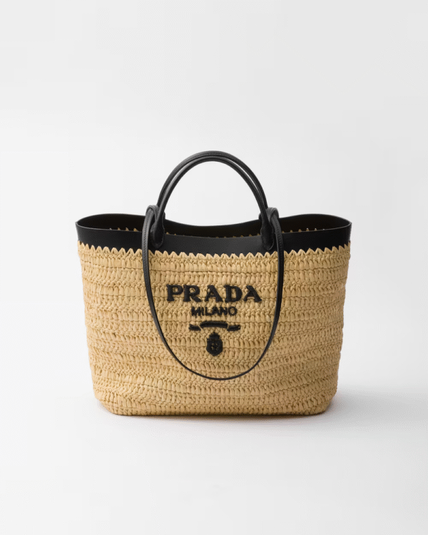 Medium crochet and leather tote bag