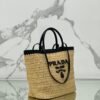 Medium crochet and leather tote bag
