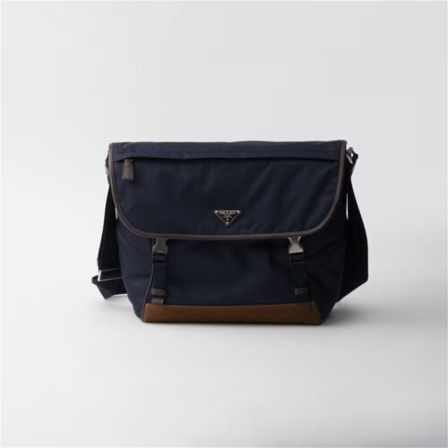 Large Re-Nylon and leather shoulder bag