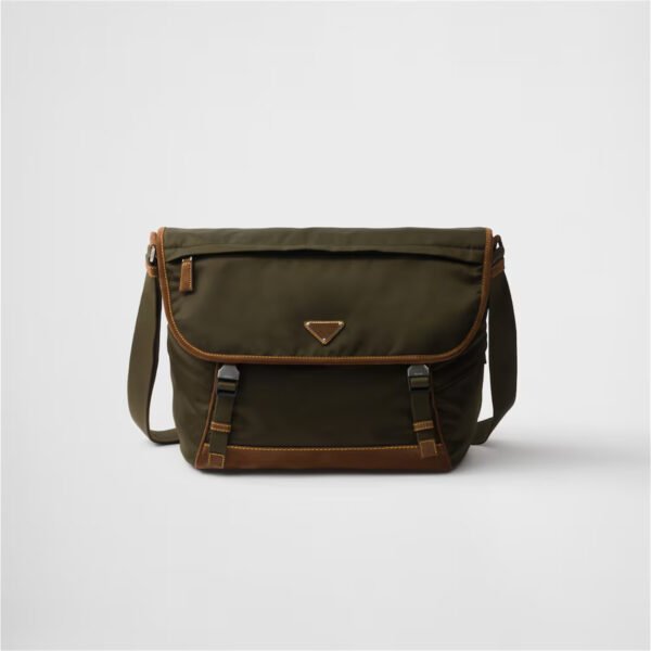 Large Re-Nylon and suede shoulder bag