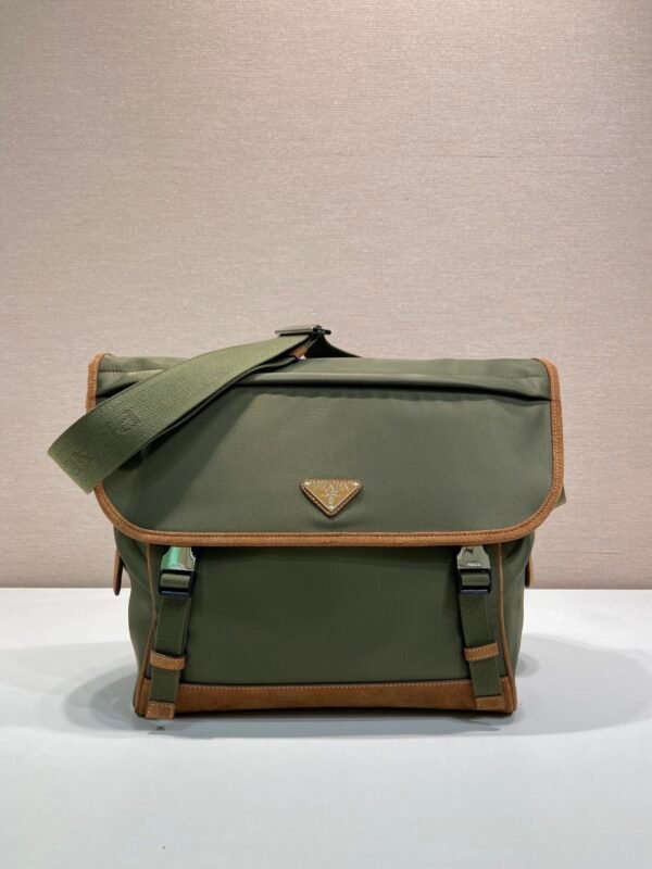 Large Re-Nylon and suede shoulder bag