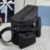 Re-Nylon and leather shoulder bag