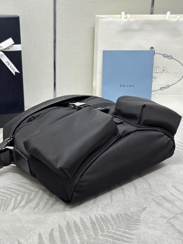 Re-Nylon and leather shoulder bag