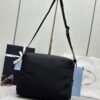 Re-Nylon and leather shoulder bag
