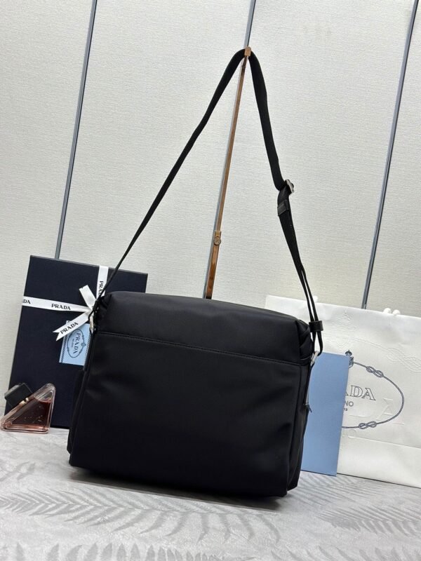 Re-Nylon and leather shoulder bag