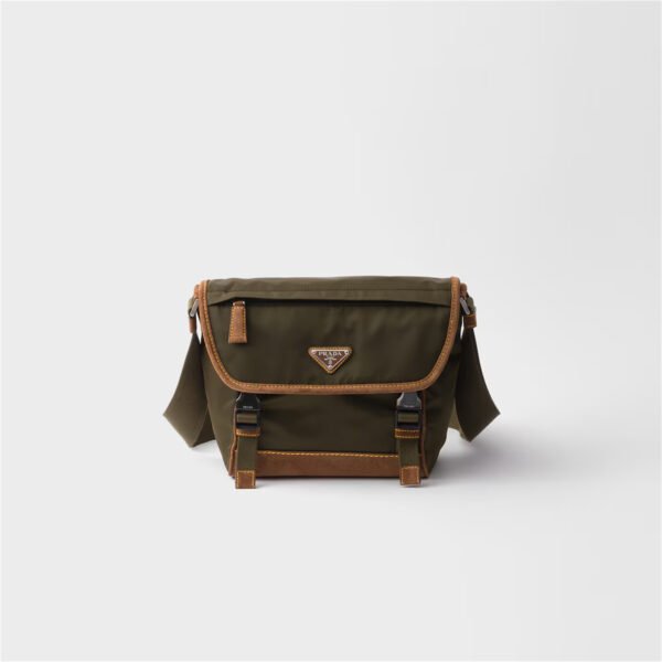 Medium Re-Nylon and suede shoulder bag