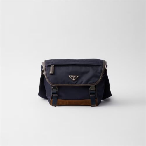 Medium Re-Nylon and leather shoulder bag