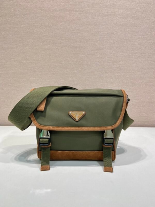 Medium Re-Nylon and suede shoulder bag