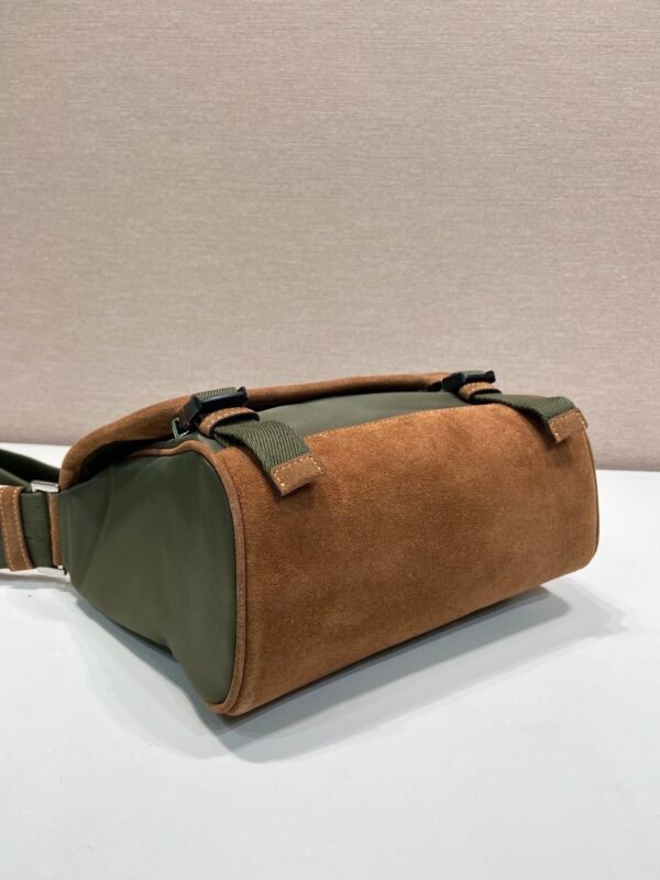 Medium Re-Nylon and suede shoulder bag