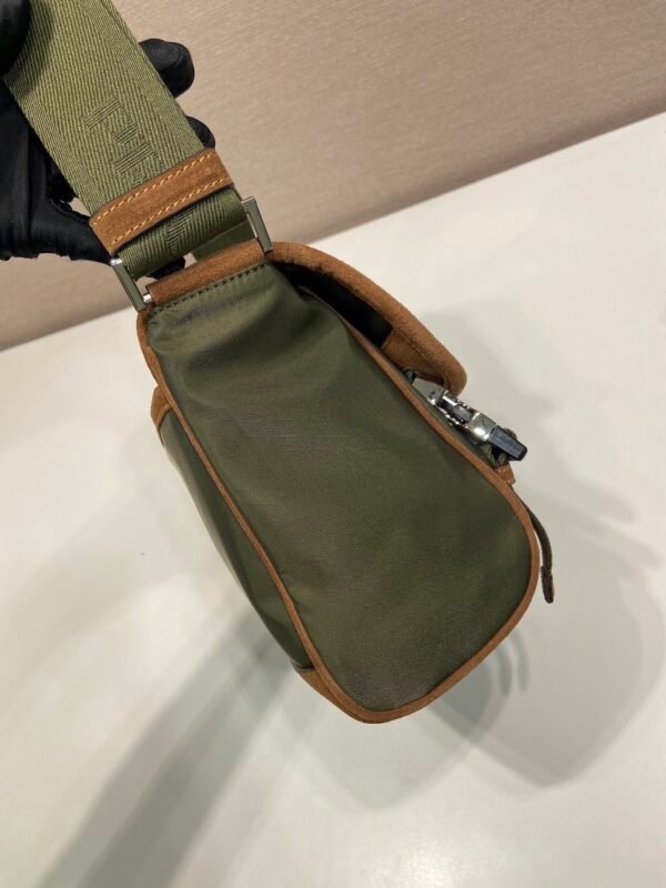 Medium Re-Nylon and suede shoulder bag
