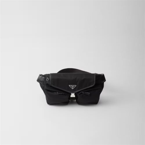 Re-Nylon and leather shoulder bag