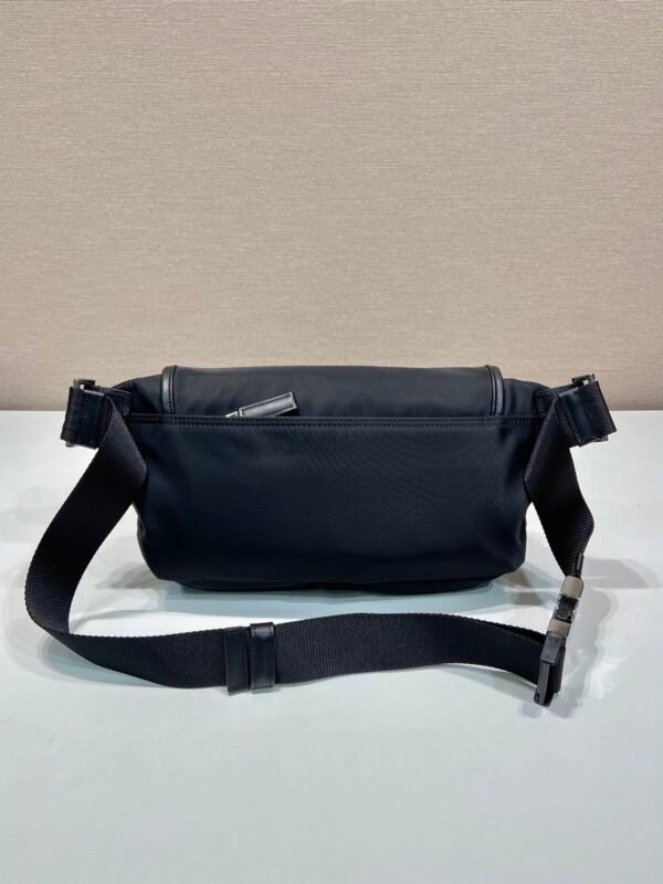Re-Nylon and leather shoulder bag