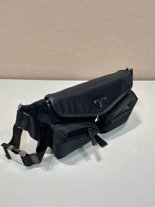 Re-Nylon and leather shoulder bag