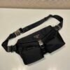 Re-Nylon and leather shoulder bag