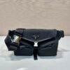 Re-Nylon and leather shoulder bag