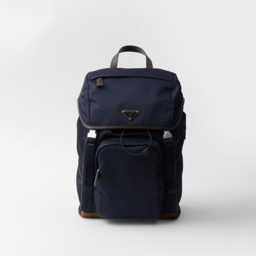 Re-Nylon and leather backpack