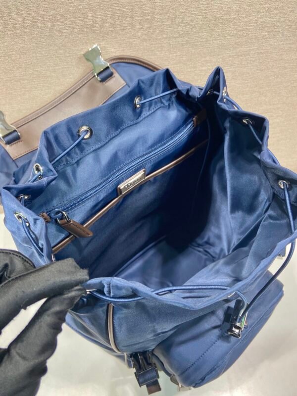 Re-Nylon and leather backpack