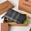 Burberry Check zipper wallet charcoal gray p80702541