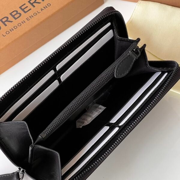 Burberry Check zipper wallet charcoal gray p80702541