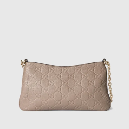 815263 AAEEM 1000-1 Gucci GG Emblem Debossed Leather Medium Shoulder Bag