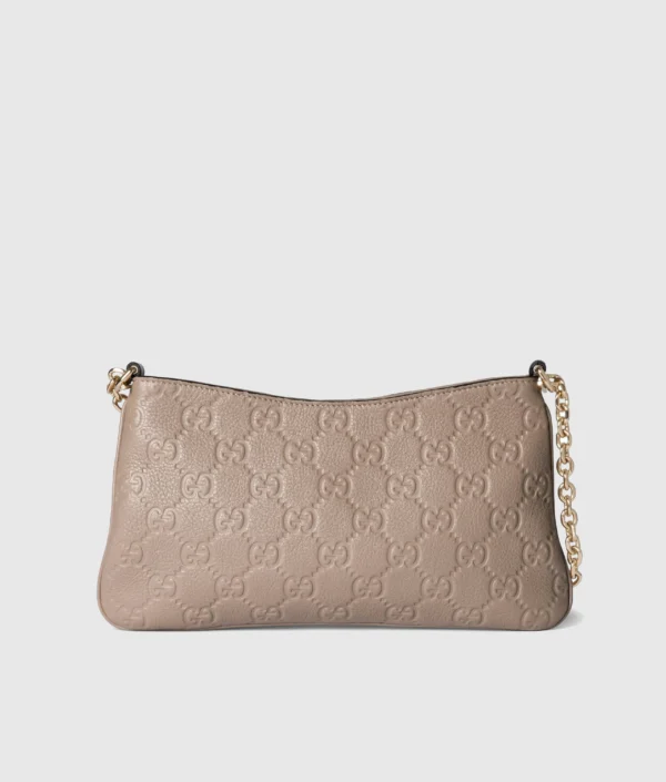 815263 AAEEM 1000-1 Gucci GG Emblem Debossed Leather Medium Shoulder Bag