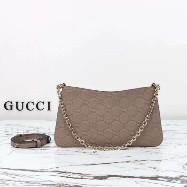 815263 AAEEM 1000-1 (3) Gucci GG Emblem Debossed Leather Medium Shoulder Bag