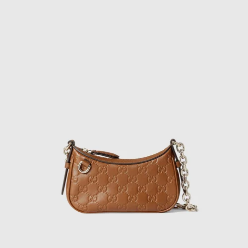 847091 AAFDV 6207-2 Gucci GG Emblem Debossed Leather Mini Shoulder Bag