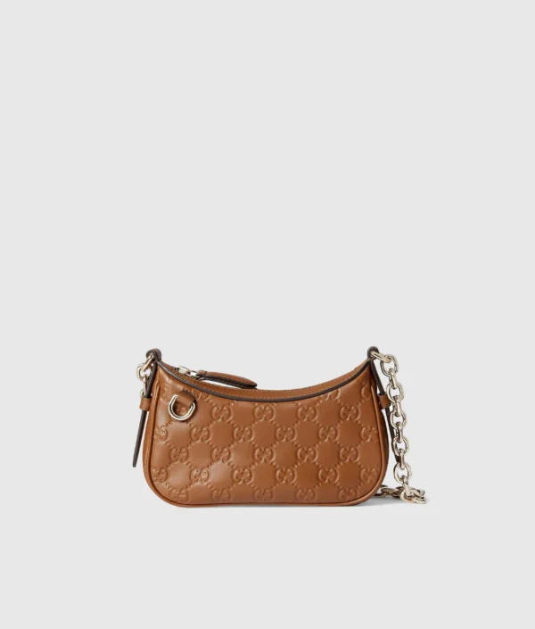 847091 AAFDV 6207-2 Gucci GG Emblem Debossed Leather Mini Shoulder Bag